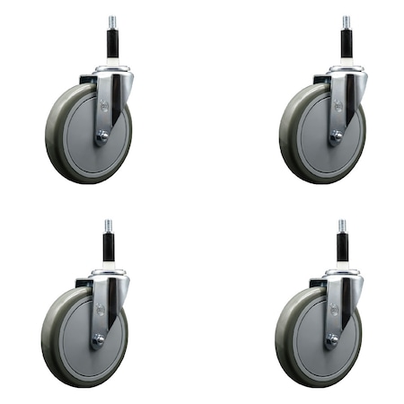Service Caster 6'' Gray Poly Wheel Swivel 7/8'' Expanding Stem Caster Set, 4PK SCC-EX20S614-PPUB-78-4